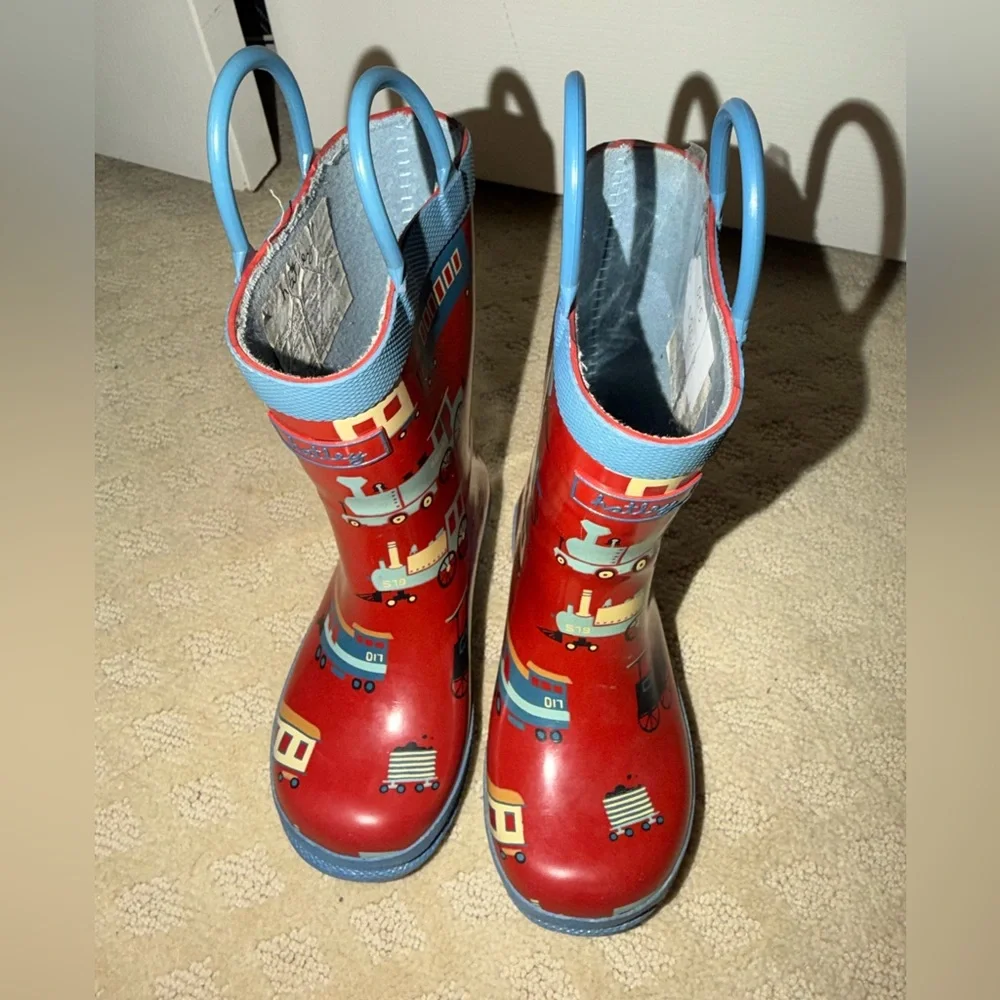 Hatley Red Train Print Rain Boots